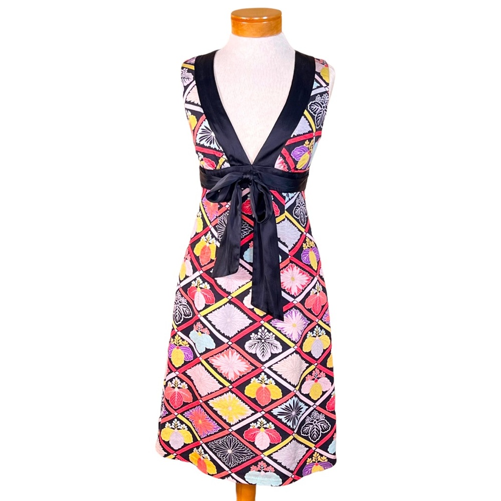 Trina Turk Linen & Silk Blend Sleeveless Midi Cocktail Wedding Formal Dr…